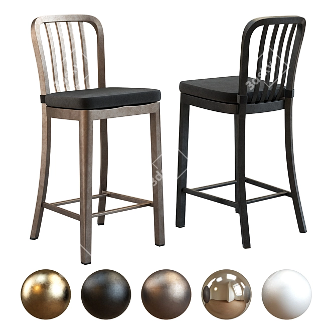 Modern Metal Counter Stool: Delta 3D model image 1