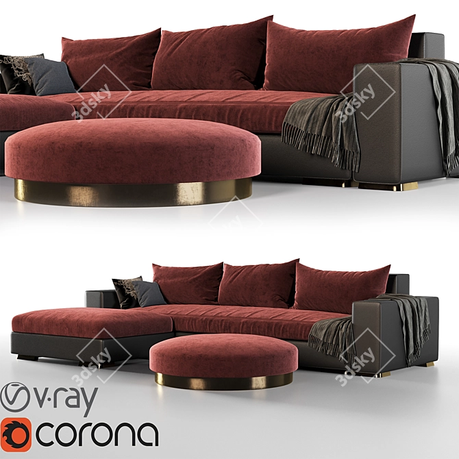 Stylish Landskrona Sofa: Comfort and Durability 3D model image 1