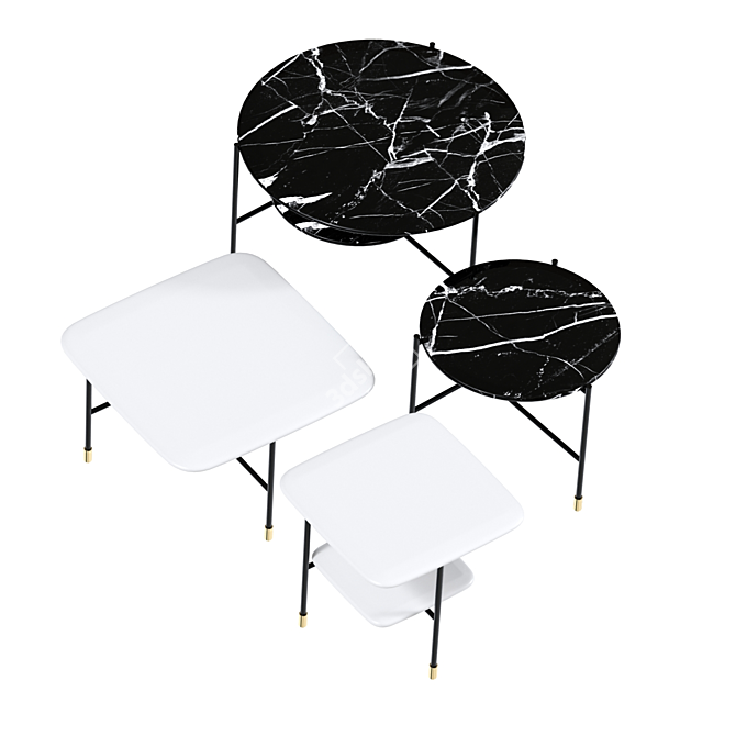 Sleek Low Adrian Table Set 3D model image 2