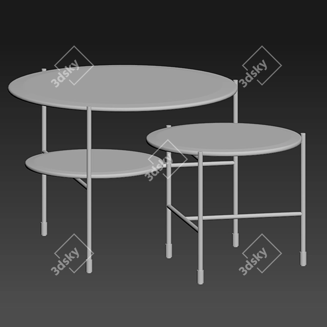 Sleek Low Adrian Table Set 3D model image 3