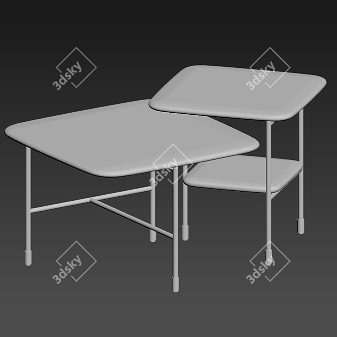 Sleek Low Adrian Table Set 3D model image 4