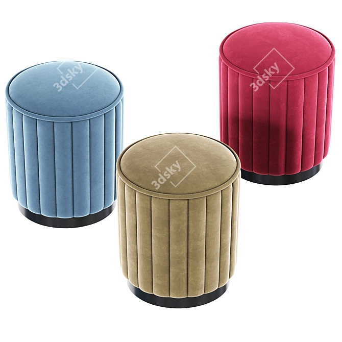 GE&YOBBY Round Fabric Ottoman 3D model image 2