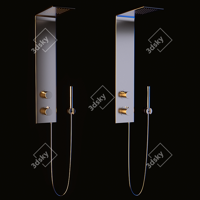 Elegant Stainless Steel Shower Set 3D model image 1