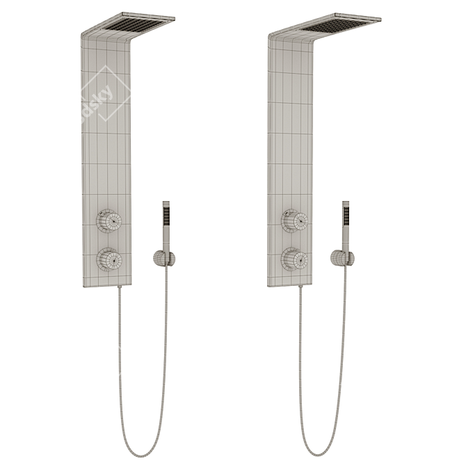 Elegant Stainless Steel Shower Set 3D model image 2