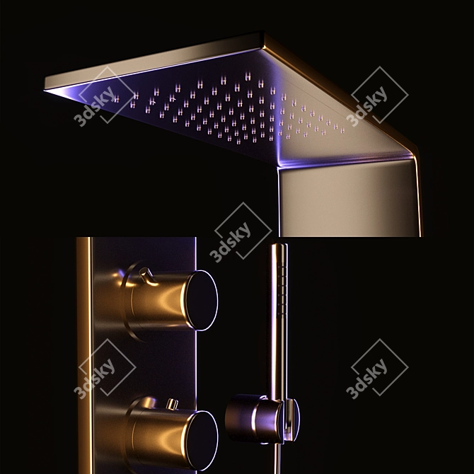 Elegant Stainless Steel Shower Set 3D model image 3