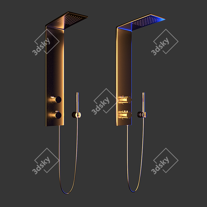 Elegant Stainless Steel Shower Set 3D model image 5