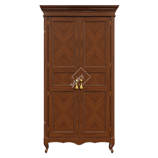 Solid Wood Wardrobe: Classic Style 3D model image 1