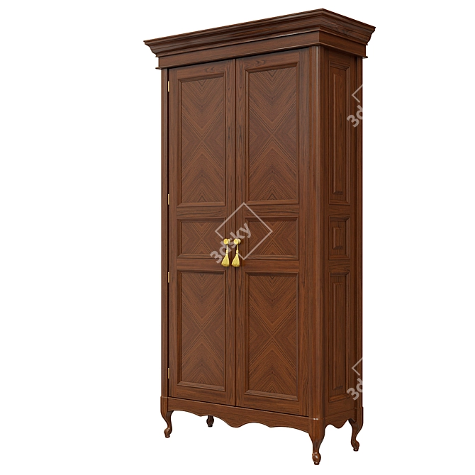 Solid Wood Wardrobe: Classic Style 3D model image 2