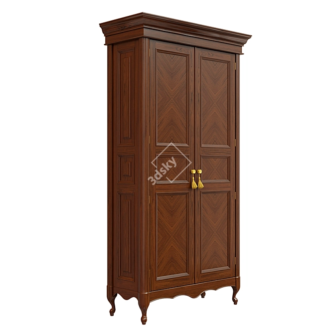 Solid Wood Wardrobe: Classic Style 3D model image 3