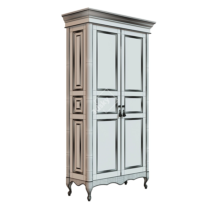 Solid Wood Wardrobe: Classic Style 3D model image 4