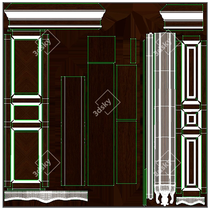 Solid Wood Wardrobe: Classic Style 3D model image 5