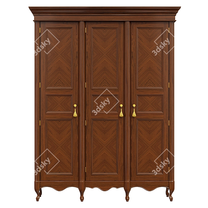 Antique Wood Wardrobe 1800mm 3D model image 3