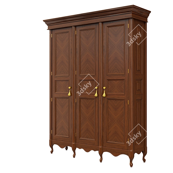 Antique Wood Wardrobe 1800mm 3D model image 4