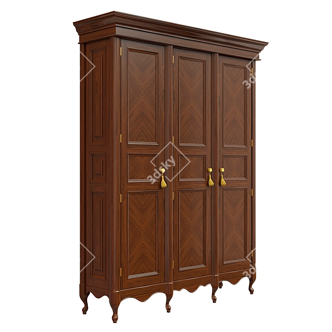 Antique Wood Wardrobe 1800mm 3D model image 5