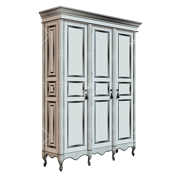 Antique Wood Wardrobe 1800mm 3D model image 1