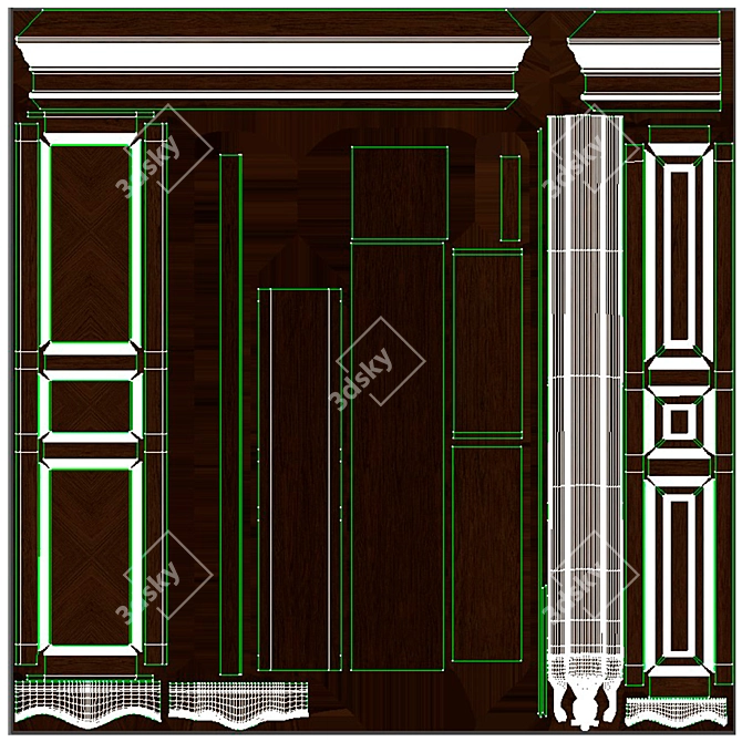 Antique Wood Wardrobe 1800mm 3D model image 2