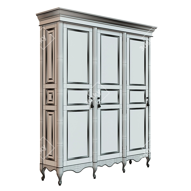 Solid Wood Wardrobe with High-Quality Textures 3D model image 4