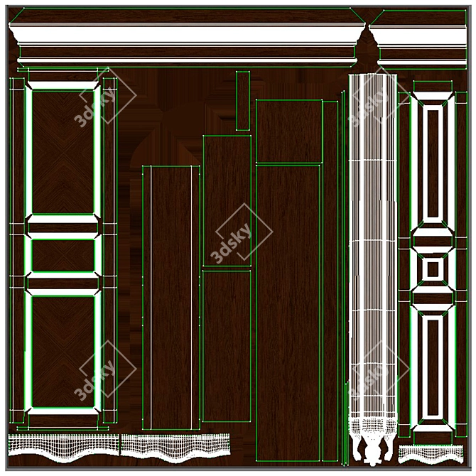 Solid Wood Wardrobe with High-Quality Textures 3D model image 5