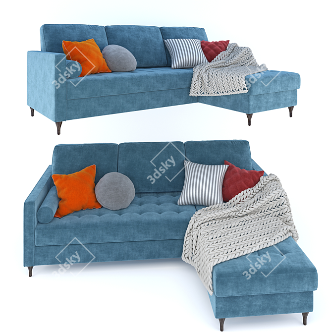 Nordic Corner Sofa: Modern and Stylish 3D model image 1