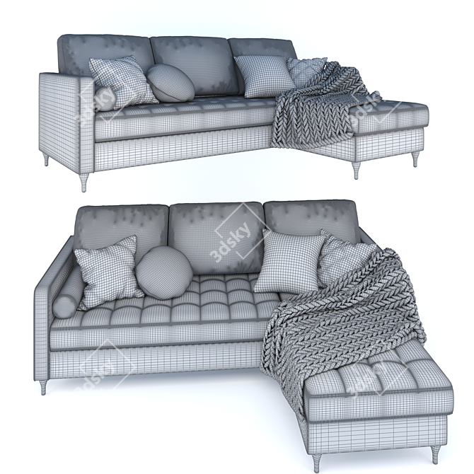 Nordic Corner Sofa: Modern and Stylish 3D model image 2