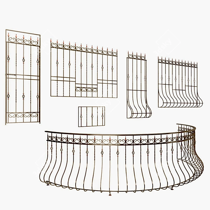 Versatile Balcony Fencing & Window Grilles 3D model image 1