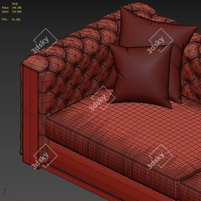 LASKASAS Jean Sofa: Sophisticated Elegance 3D model image 3