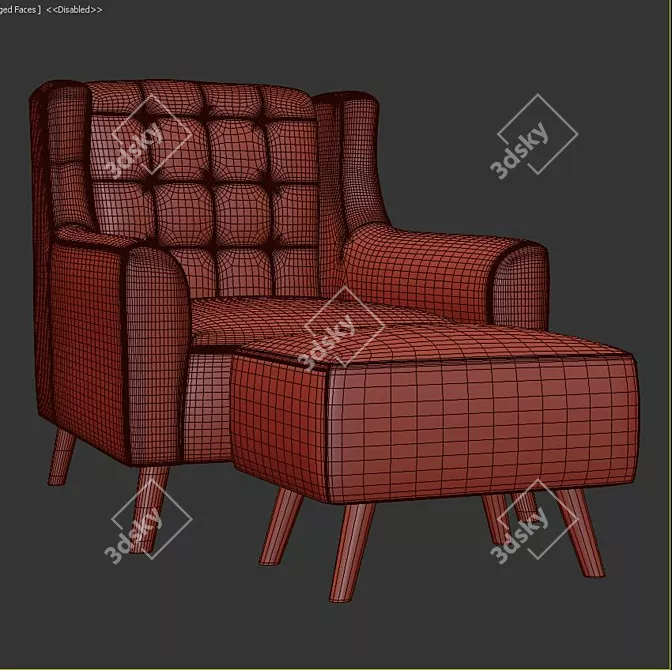 Classic Comfort: Olney Wingback Chair 3D model image 3