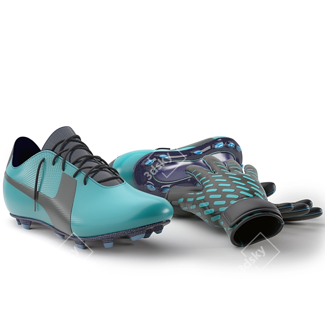 Ultimate Game Essentials: Football Boots & Gloves 3D model image 1