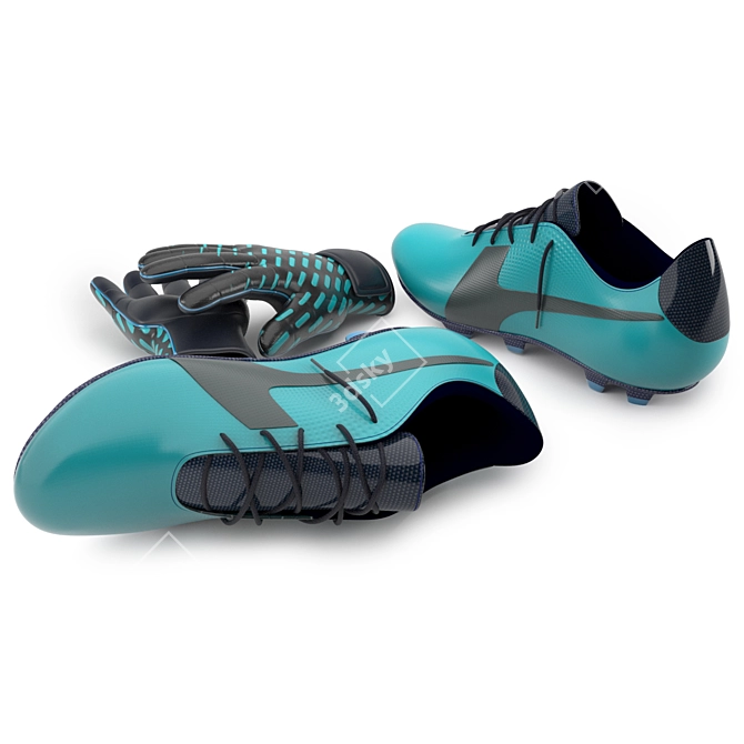Ultimate Game Essentials: Football Boots & Gloves 3D model image 2