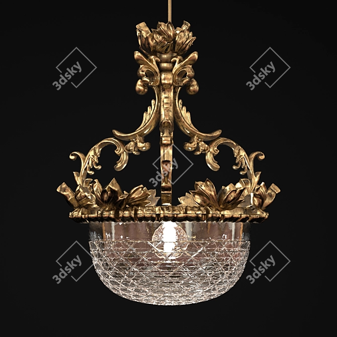 Elegant Bronze Crystal Chandelier 3D model image 1