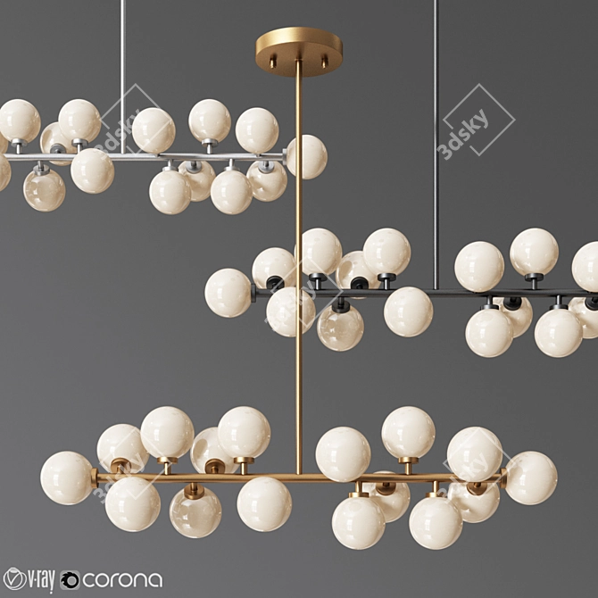 Vintage Glass Ball Pendant Light 3D model image 1