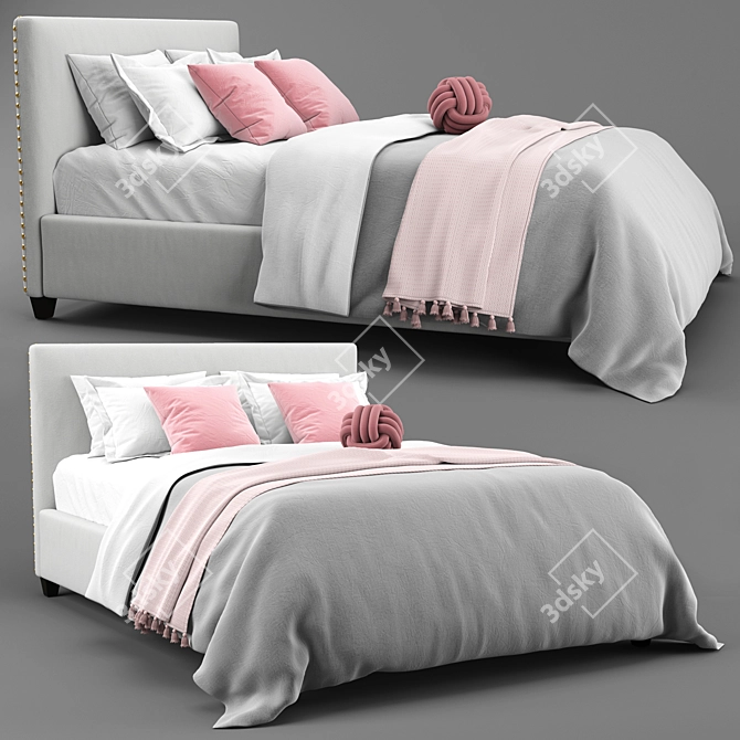 Elegant Pottery Barn Raleigh Bed 3D model image 1