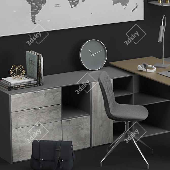 Sleek Office Set: Copenhagen Desk, Adelaide Chair 3D model image 4