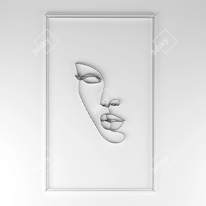 Metal Wall Panel Woman Face 3D model image 3