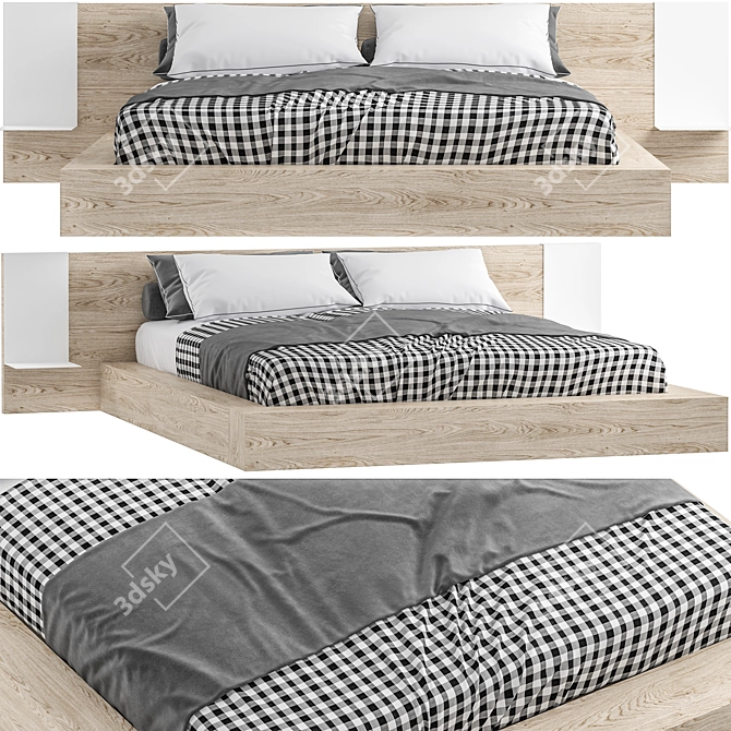 Modern Bed Design 3D Model with V-Ray 3D model image 1