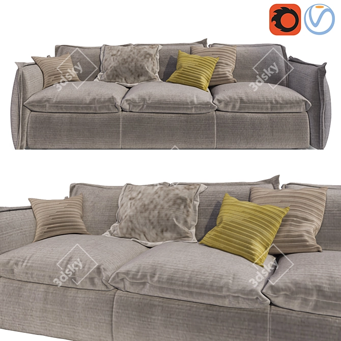 Italian Knit Sofa: Modern, Luxurious & Stylish 3D model image 1