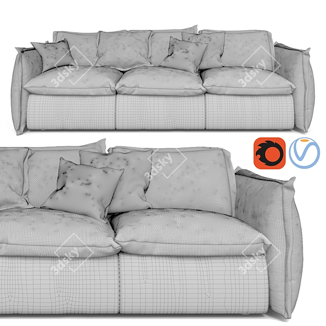 Italian Knit Sofa: Modern, Luxurious & Stylish 3D model image 2
