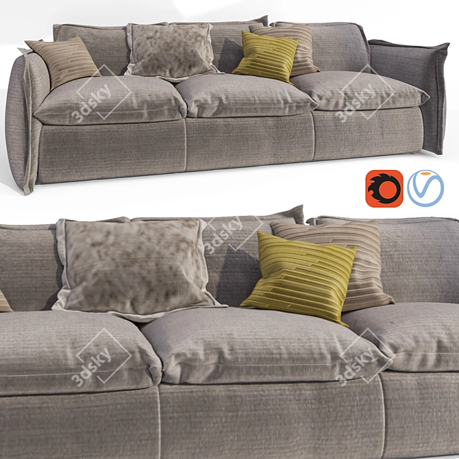 Italian Knit Sofa: Modern, Luxurious & Stylish 3D model image 3