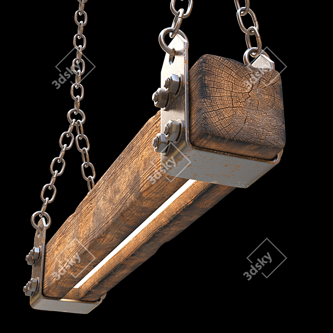 Rustic Charm Wooden Luster 3D model image 2