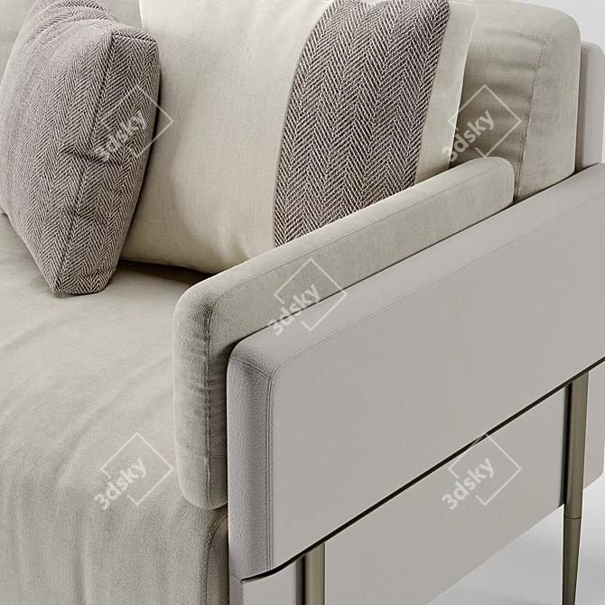 Modern 3-Seater Grey Sofa 3D model image 3