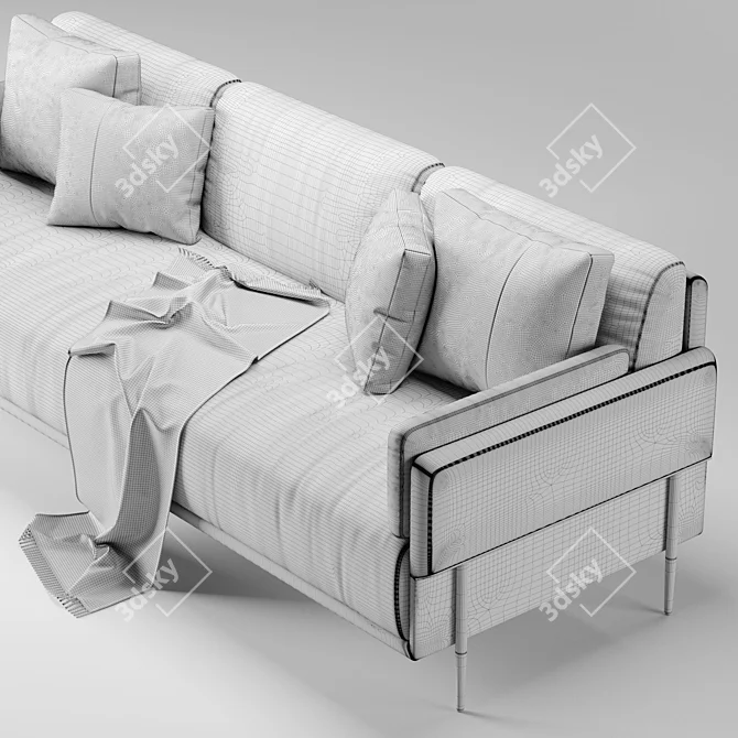 Modern 3-Seater Grey Sofa 3D model image 4