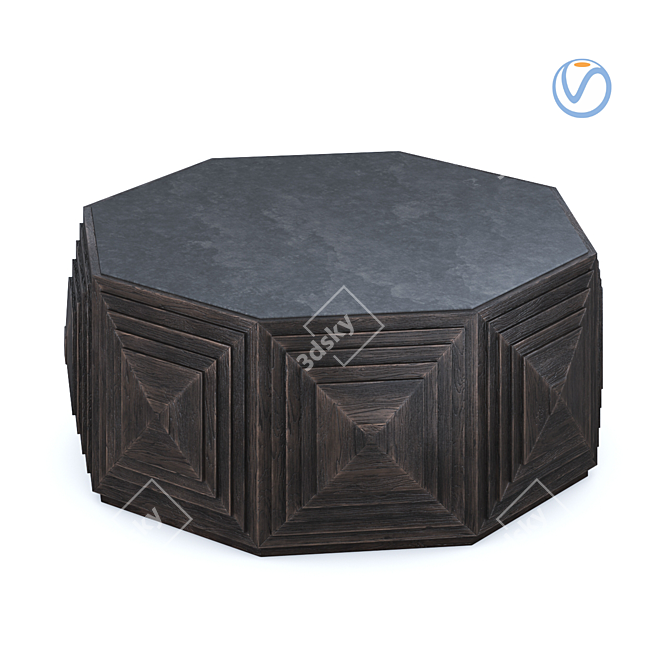 Textured Stone Coffee Table 3D model image 4