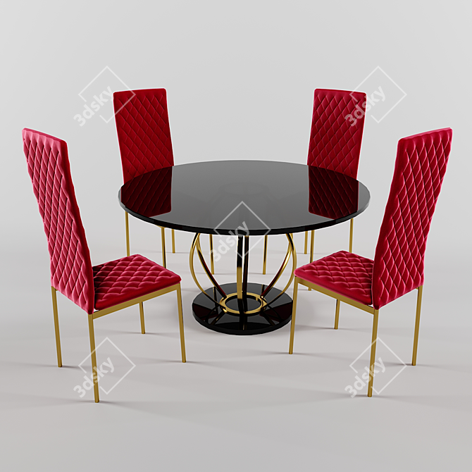 Elegant 6-Seater Dining Table 3D model image 1