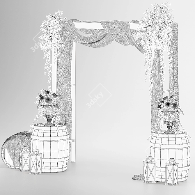 Elegant Floral Wedding Arch 3D model image 4