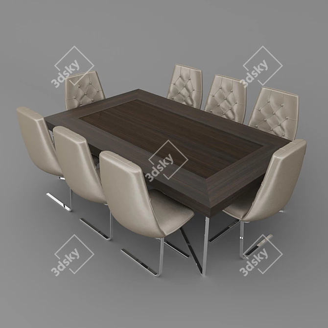 Modern Geometry Dining Table 3D model image 1