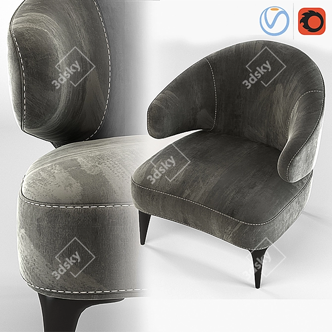Elegant Aston Arm Chair - Showcasing Amir Sayyadi's Exquisite Design 3D model image 2