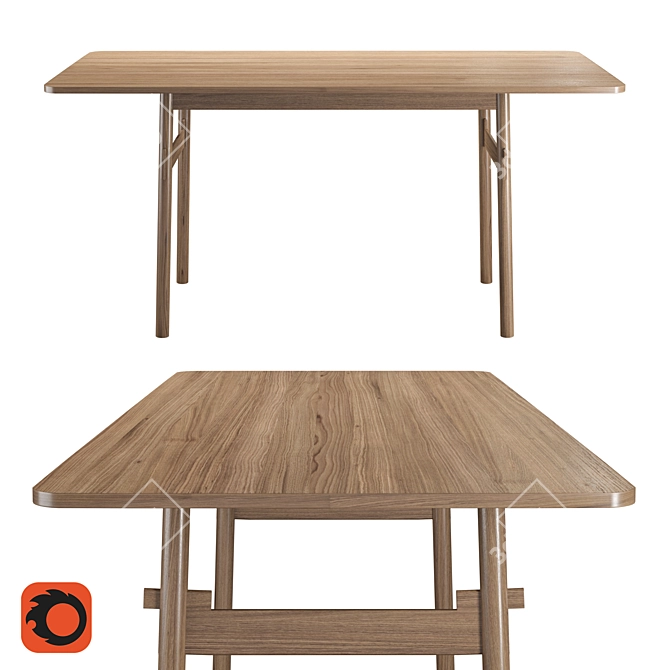 Taut Solid Wood Dining Table 3D model image 1