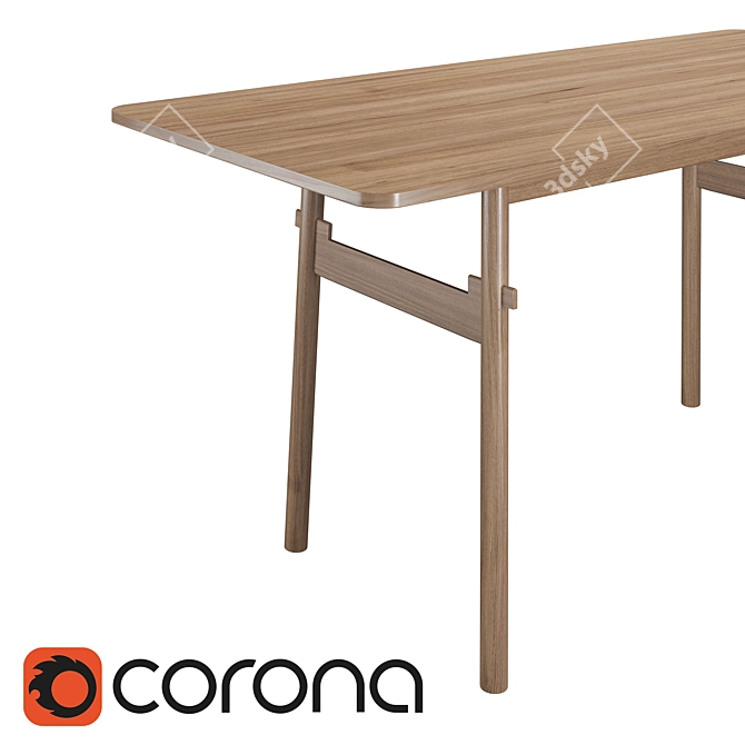 Taut Solid Wood Dining Table 3D model image 2