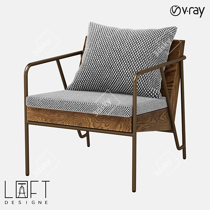 LoftDesigne Armchair - Modern Metal and Fabric Seating 3D model image 1