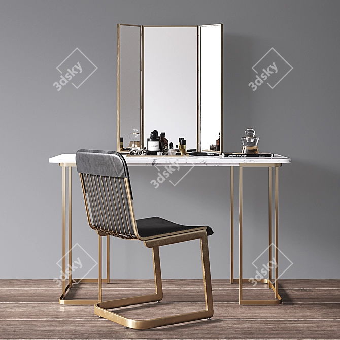 Modern Vanity Set - CB2 Dressing Table 3D model image 1